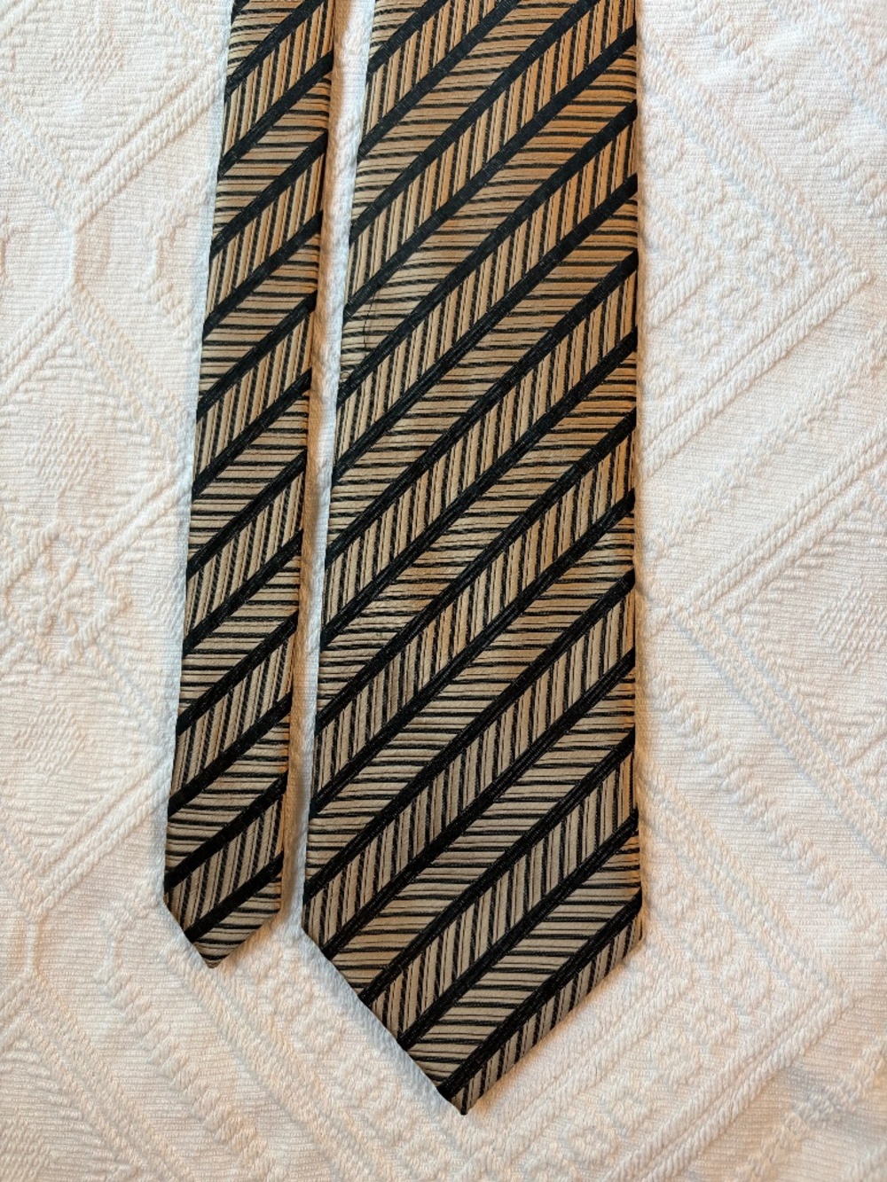 Vintage Stanley Blacker Silk Blend Chevron Striped Necktie Classic 3.75" Wide